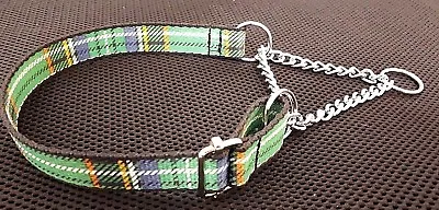 Green Tartan Half Check/choke Med Size Dog Collar Adjustment 11  To 16  Neck() • £4.71