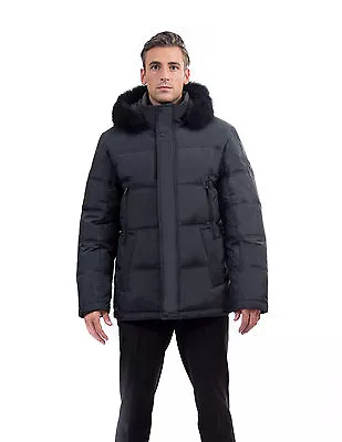 Goose Down Coat Jacket Parka W Real Raccoon Trim Sz M EU 48 50 $795 Пуховик Енот • $169.95