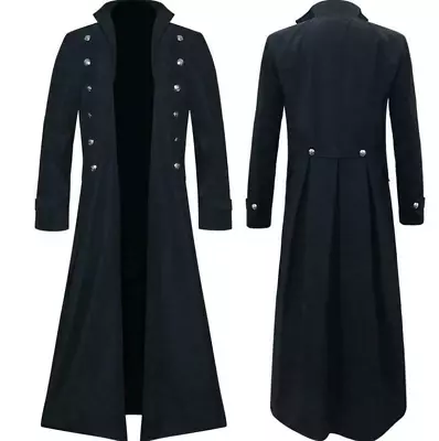 Steampunk Mens Long Jacket Gothic Medieval Cosplay Halloween Costume Gown Coat L • $66.49