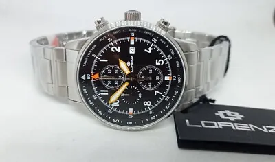 $146.14 • Buy Men's Watch Lorenz Chronograph Pilot, Black, 50001BB, Steel Satin, Sub 100 MT