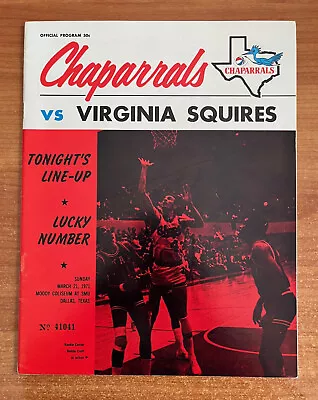 Virginia Squires 1971 Aba @ Texas Chaparrals Basketball Vintage Program - Nmt/mt • $59