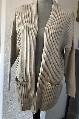 PURE JILL Women's Size S Sweater Open Front Cardigan Jacket Yak Wool Blend Beige • $21.60