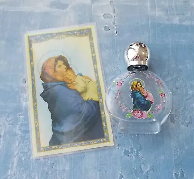 HOLY WATER Glass Bottle 3  MADONNA OF THE STREETS~Italy~Color Holy Card ~ Empty • $9.99