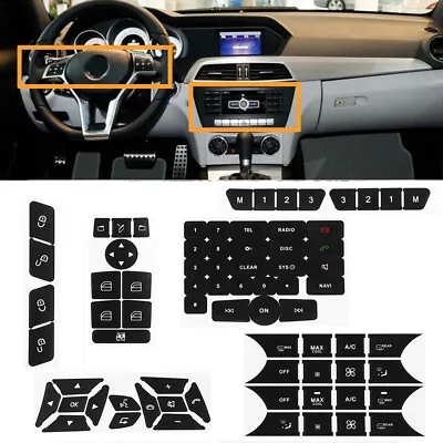 For Mercedes Benz Steering Wheel A/C Door Radio Stickers Push Button Repair Set • $10.88