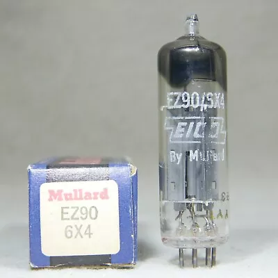 NOS/NIB Mullard 6X4/EZ90 Square Getter Gray Plate Rectifier Made In England 1963 • $100