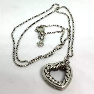 David Yurman Sterling Silver 18K Yellow Gold Open Heart Cable Pendant Necklace • $229.99