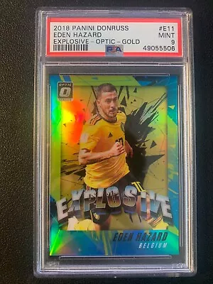 2018 Eden Hazard Panini Donruss Explosive Optic Gold Card SSP /10 PSA 9 • £200