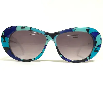 Vintage Emilio Pucci Sunglasses 91060 PU.59 White Blue Green Abstract Pattern • $299.99