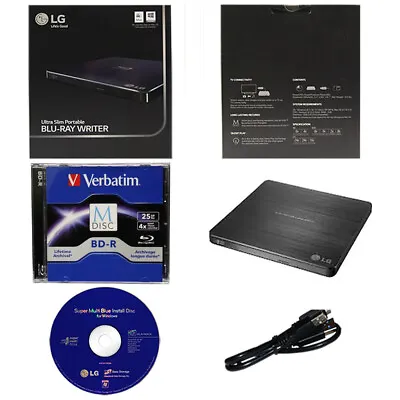 $110 • Buy LG WP50NB40 6X External Slim Blu-ray CD DVD Drive Burner+1pk Mdisc BD+Software