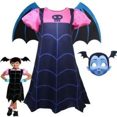 Kids Girls Vampirina Cosplay Costume Fancy Dress Halloween Party Vampire Outfit • £16.62