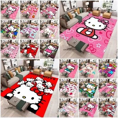 Hello Kitty 3D Floor Rug Large Carpets Children Bedroom Living Room Soft Doormat • £9.59
