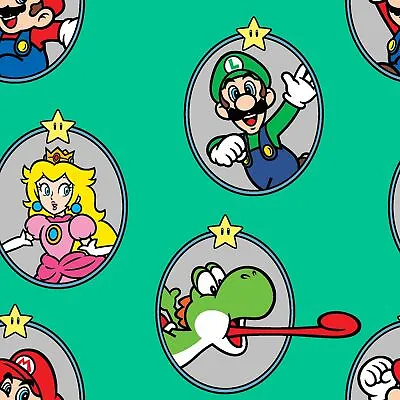 Super Mario Brothers Badges On Green B/G-Springs Creative-Fat Quarter • $3.50