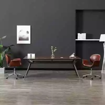 Swivel Dining Chair Brown Faux Leather E1L8 • $416.26