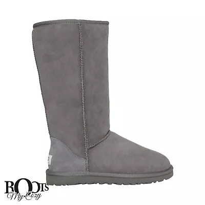 Ugg Classic Tall Grey Suede Sheepskin Winter Women's Boots Size Us 9/uk 7 New • $161.99