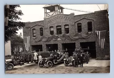 Rppc 1908. Meadville Pa. Fire Dept. Fire Truckscrew & Station. Postcard Db44 • $99.95