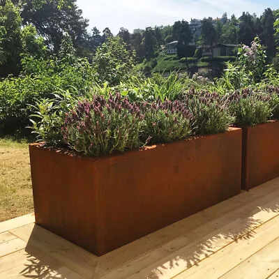 Large Flower Outdoor Garden Planter Floor Pot W/ Drainage Hole Steel Square Box • £99.95