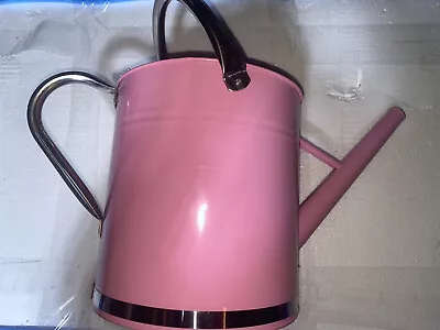 Pink Metal Watering Can Vintage Style With Chrome Trim 9 Litres • £22