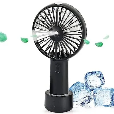 Portable Spray Mist Fan Mini Hand-held Desk Cooler 3 Speed USB Rechargeable • £14.99