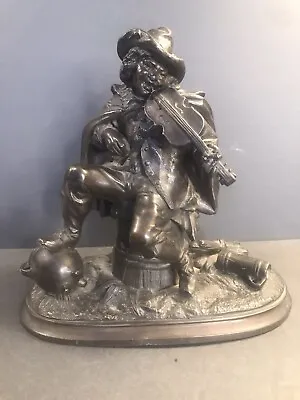 Antique White Metal Statue/figurine/spelter/Boy/Violin/Europe C.1920/Sculptor • $115