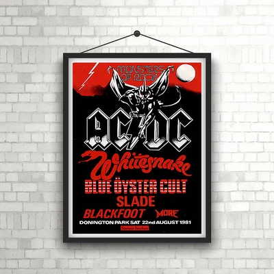 $14.98 • Buy ACDC Monsters Of Rock Vintage Concert  Poster