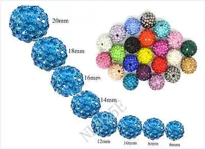 £1.99 • Buy 2pcs X Warious Sizes 6mm 8mm 10mm 12mm 14mm Shamballa Style Crystal Clay Beads