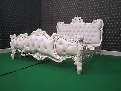 £1999 • Buy Chatelet® Bed Super King Size WHITE French Chesterfield Rococo Style Mahogany