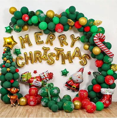 XMas Balloons Kit Banner Merry Christmas Latex Balloon Arch Wall Xmas Tree Decor • $18.95