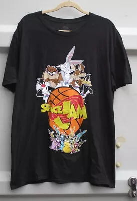 Space Jam T-Shirt Looney Tunes Vs Monsters XL Black Warner Bros Movie Cartoon • £22.40