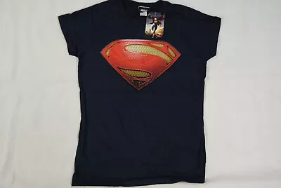 Superman Man Of Steel Texture Logo Ladies Skinny T Shirt New Official Film   • £7.99