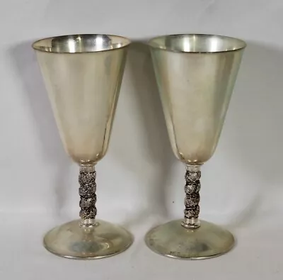 Two (2) Spain Toledo Brass Metal Goblet Chalice Cup Wine Glass 6 3/4 • $27
