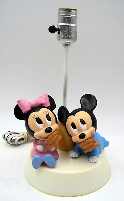 VTG 1984 Baby Mickey & Minnie Mouse Lamp W/ Night Light 3-Way Switch No Shade • $19.95