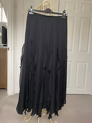 £10.99 • Buy Jaeger Black Silk Long Layered Skirt Size 10