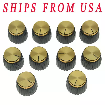 KAISH 10x Guitar AMP Amplifier Knobs Black W/ Gold Cap Push-on Fits Marshall • $8.99