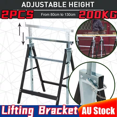 $74.15 • Buy 1 Pair Scaffolding Trestles Adjustable Saw Horse Bench Handyman Works Tool AU