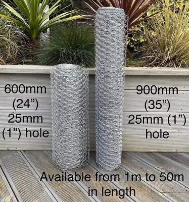  Galvanised Chicken Wire Mesh Netting Rabbit Cage Aviary Fence Plant Net Fence • £39.95