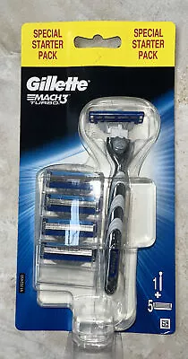 Gillette Mach3 Turbo One Handle And 5 Refills Cartages • $22.13