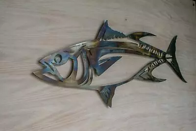 Tuna Fish Sign Wall Art Wall Decor Metal Sign Handmade Fish Art Yard Decor • $95.15