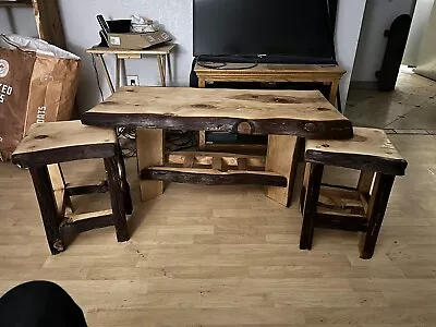 Custom  ￼ Handmade   Live Edge Redwood Table Set. • $499