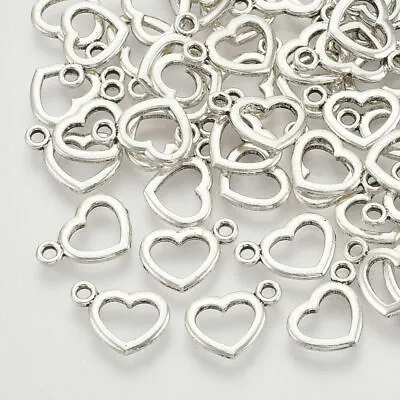 £2.50 • Buy Tibetan Silver Heart Charms Small Hollow Pendants 13mm X 9mm 25 50 100pcs C153