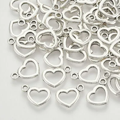 Tibetan Silver Heart Charms Small Hollow Pendants 13mm X 9mm 25 50 100pcs C153 • £2.50