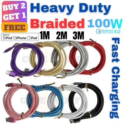 £2.75 • Buy USB Cable For IPhone 11 13 14 Pro Plus 7 8 Fast Charging Long Charger Lead 2m 3m