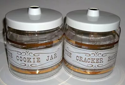 Vintage Glass Pyrex The Cookie Jar & Cracker Barrel Canisters & Plastic Lids • $32