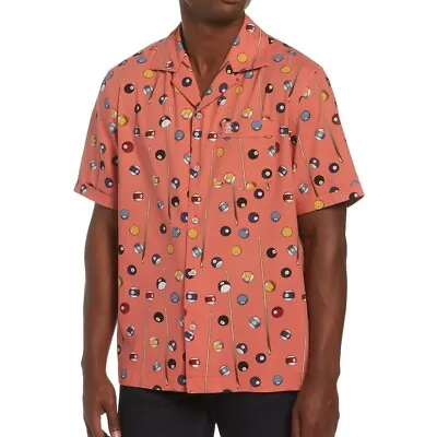 Original Penguin Men's Short Sleeve Billiards Cuban Pocket Camp Shirt Faded Rose • $31.12