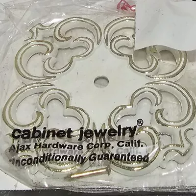 Vintage Ajax Cabinet Drawer Diecast Backplate White Gold New Old Stock Set Of 10 • $7.99