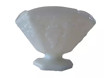 White Milk Glass Grapes & Leaves Octagon Fruit Bowl Footed Compote 9  W X 5.5  H • $13.99