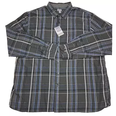 Van Heusen Shirt Never Tuck Gray Check Men's 2XLT XXL Tall 19-19.5 Big NEW • $24.99