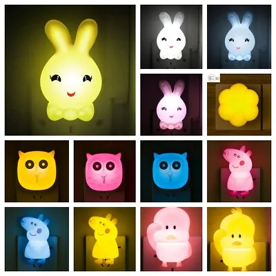 Automatic LED Night Light Plug In Energy Saving Dusk 2 Dawn Sensor Kids Light • £5.39