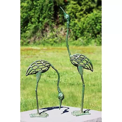 Cast Iron Metal Crane/Heron Bird Garden Sculptures Statues For Indoor Or Outd... • $90.87