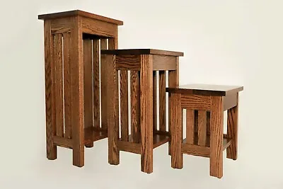 $555 • Buy End Table, Wood, Oak, Side Table, Plant Stand, Bedside Table, Amish Handcrafted