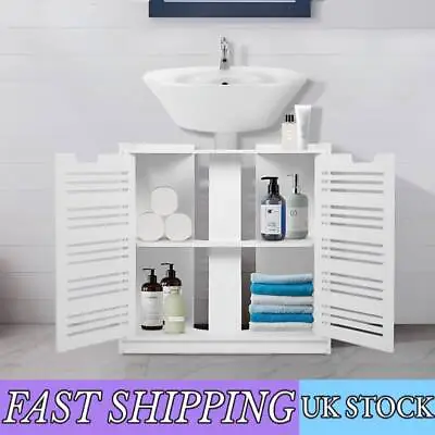 White Bathroom Under Sink Cabinet Basin Storage Cupboard Vanity Unit Furniture • £31.86